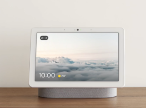 Google Nest Hub Max displaying smart home devices interface